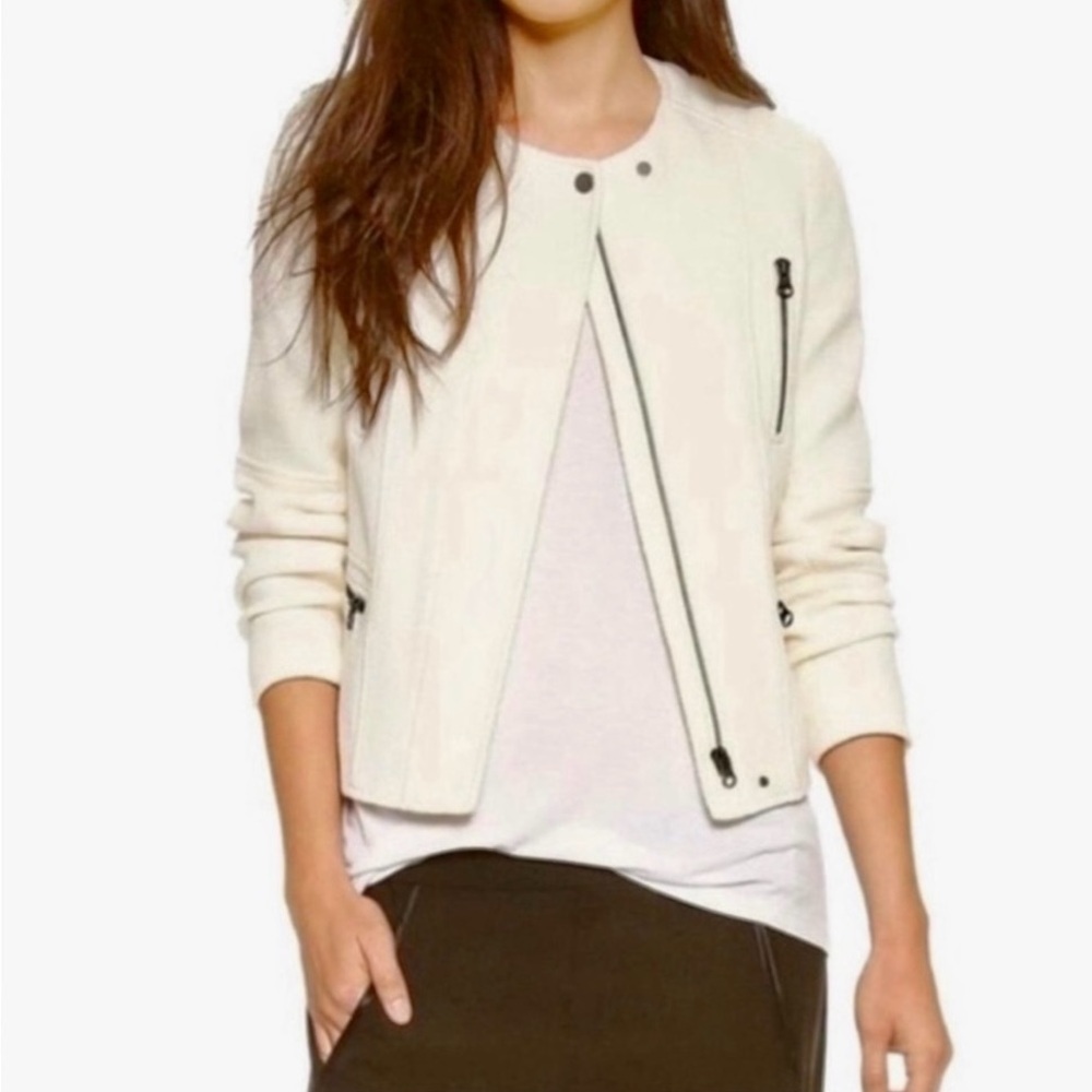 Vince, Cream Wool Moto Jacket, Size 4 - Picture 2 of 14